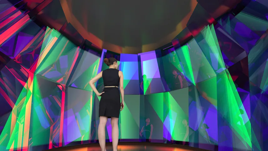Exploration of the effect of dichroic glass
in front of digital displays.