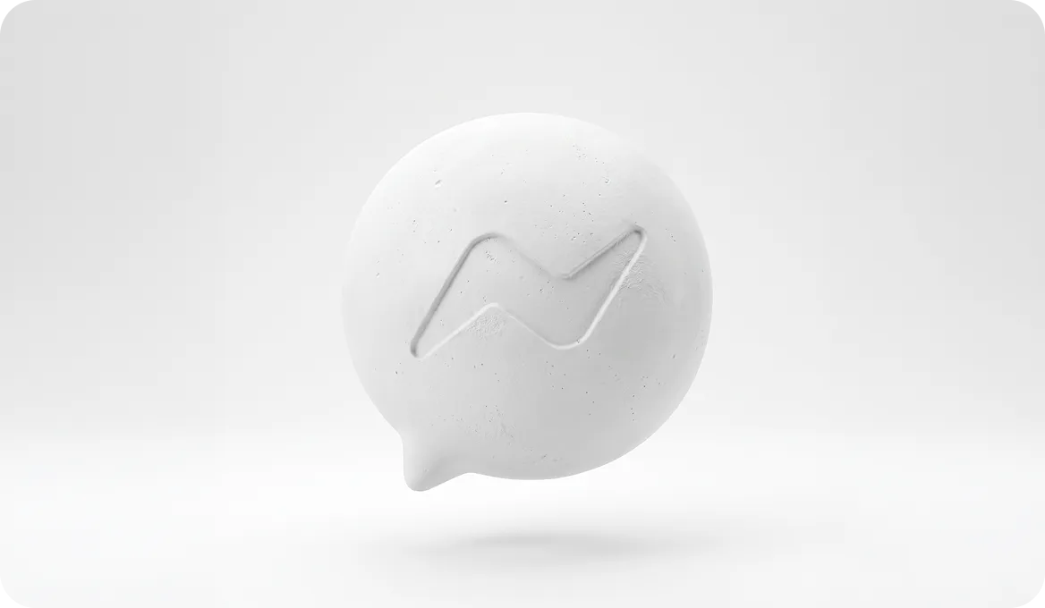 The Messenger chat-bubble mark as a 3D object