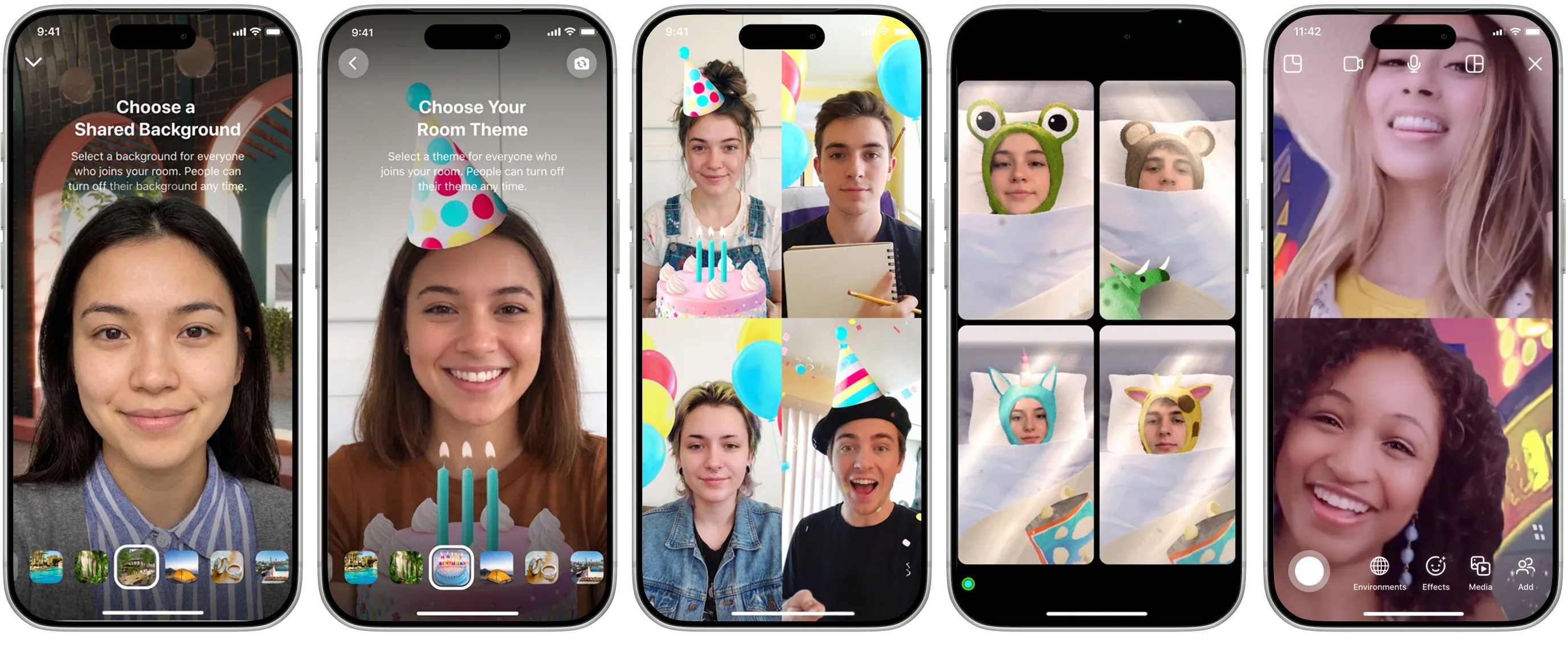 Shared backgrounds and AR effects on group video calls