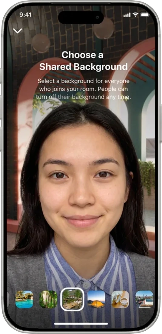 Shared background and AR effect on a group video call (1 of 5)