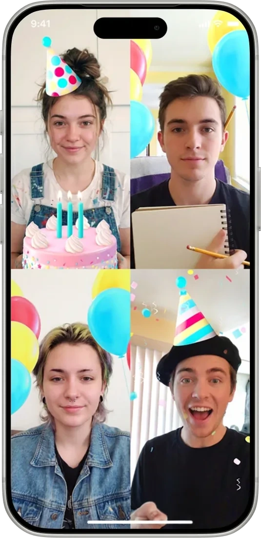 Shared background and AR effect on a group video call (3 of 5)