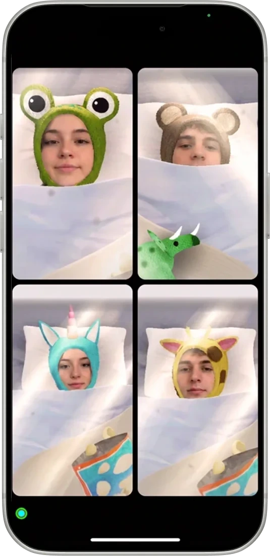 Shared background and AR effect on a group video call (4 of 5)