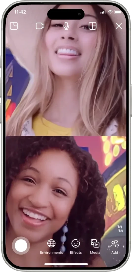 Shared background and AR effect on a group video call (5 of 5)