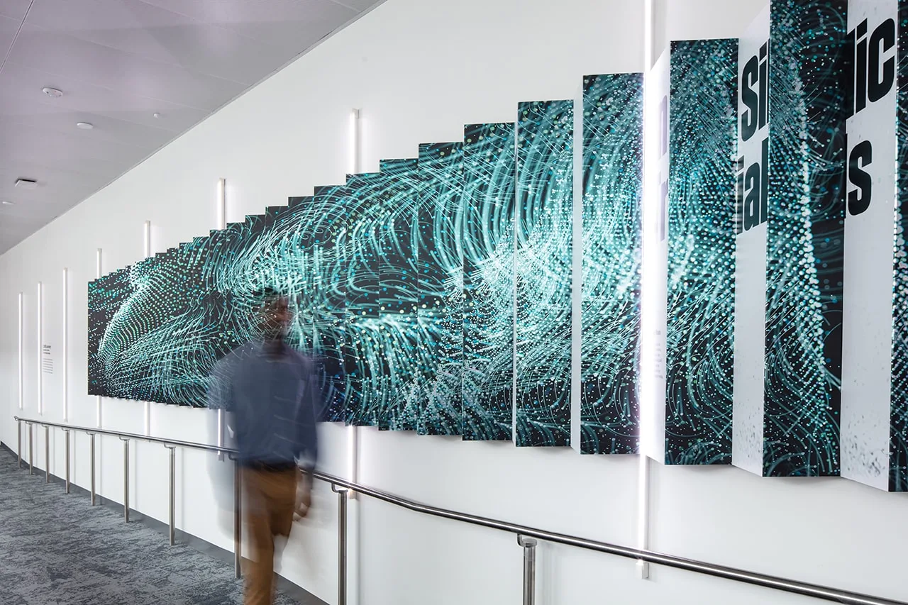 Environmental graphics throughout the building